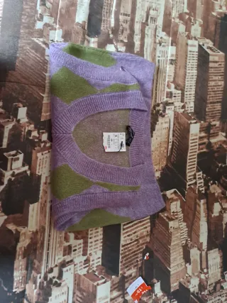 Chaleco de lana argyle morado y verde