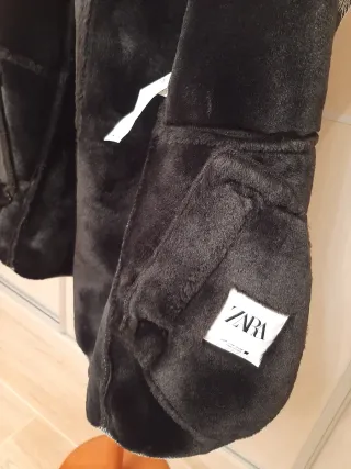 Abrigo Zara Negro Gris Talla S/M