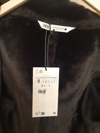 Abrigo Zara Negro Gris Talla S/M