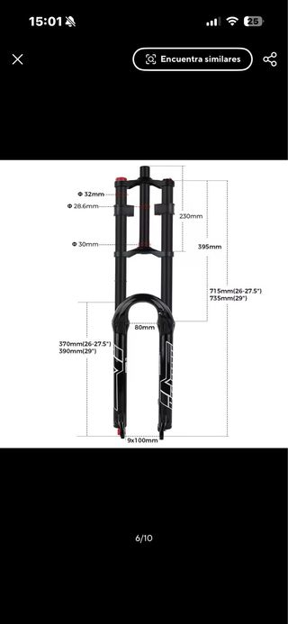 Horquilla doble de descenso DH Bolany air.