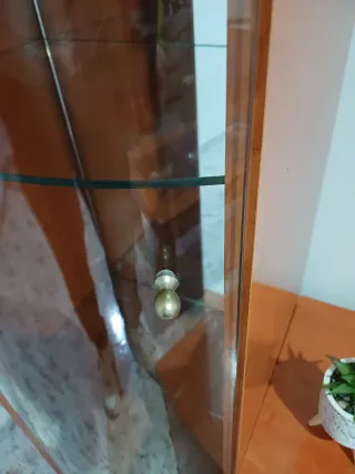 Vitrina de cristal y madera