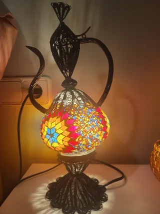 Lámpara Turca Artesanal Vidrio Metal