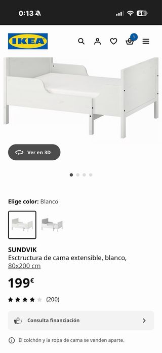 Cama infantil blanca IKEA