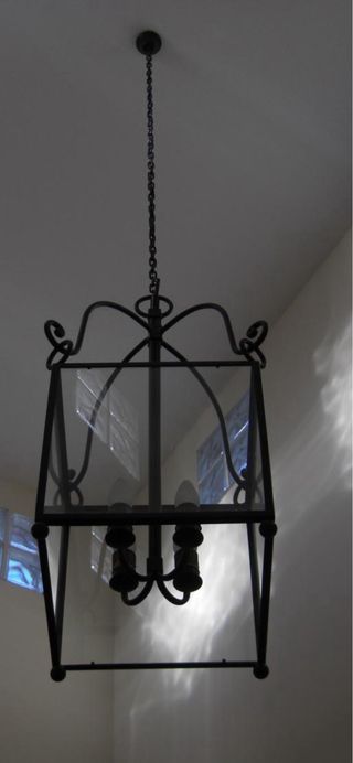Lámpara de forja con cristal