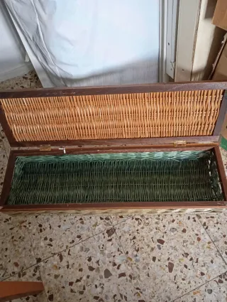 Caja Baúl Decorativo Mimbre y Madera