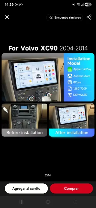 Pantalla Carplay para Volvo XC90 del 2004 al 2014