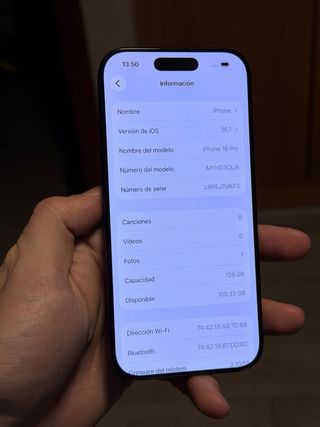 iPhone 16 Pro 128GB Negro Titanio