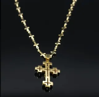 Elegantes Cadena con Cruz Crucifijo Bañado oro 18K