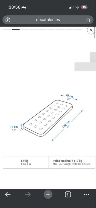 Colchón hinchable Quechua 1 plaza + inflador