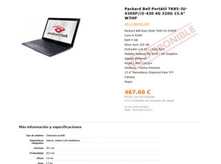 Packard Bell Easynote TK85 i5 8GB RAM DDRL3