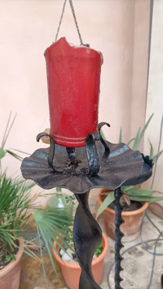 3 Candelabros Hierro Forjado Peso 6,600 kg.