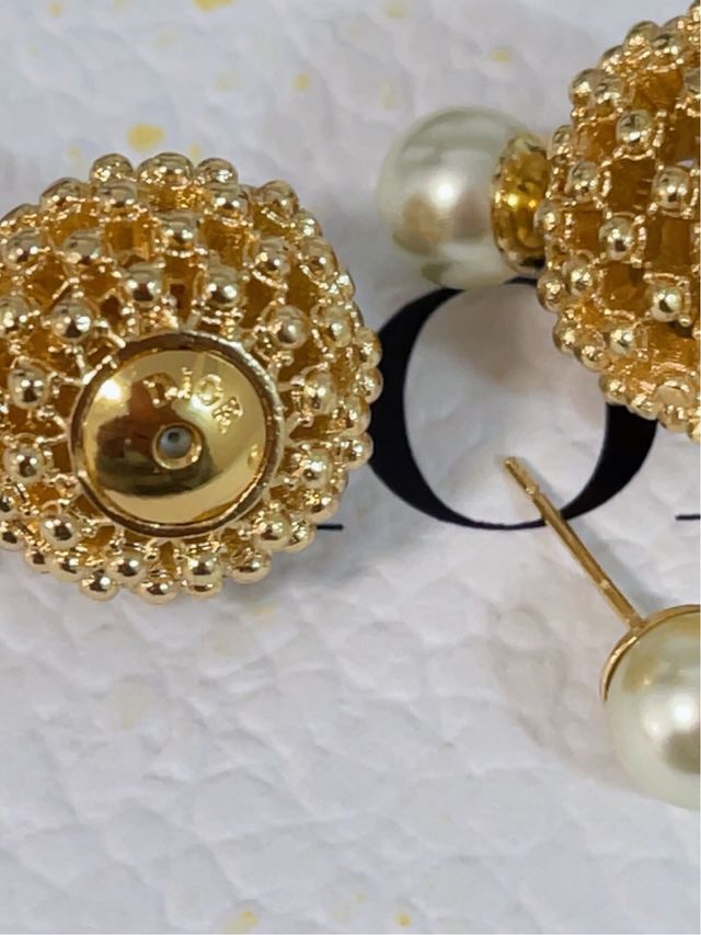 Pendientes Dior Dorados Perla