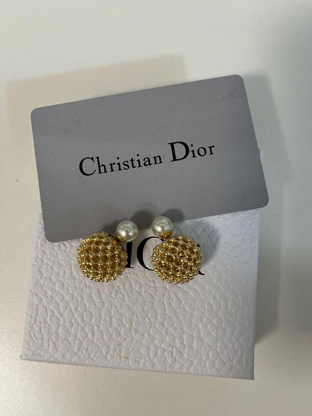 Pendientes Dior Dorados Perla