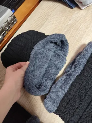 2 Conjuntos Gorro + Braga Invierno negro/gris