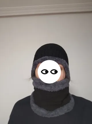 2 Conjuntos Gorro + Braga Invierno negro/gris