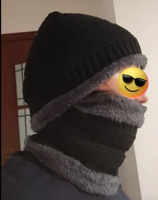 2 Conjuntos Gorro + Braga Invierno negro/gris