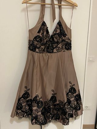 Abito donna beige e nero