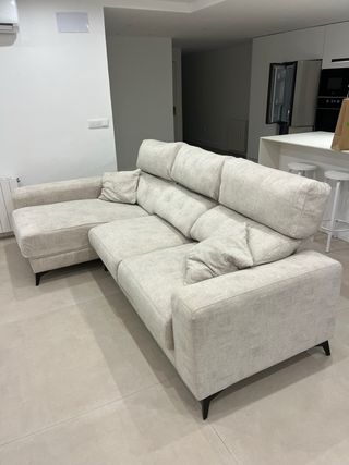 Divano chaise longue beige in tessuto