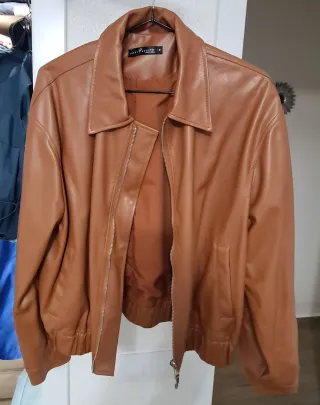 Chaqueta efecto piel marrón Talla M