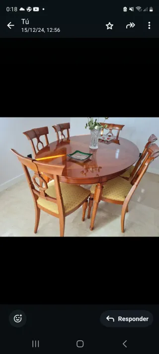 Mesa de comedor ovalada y extensible con 6 sillas
