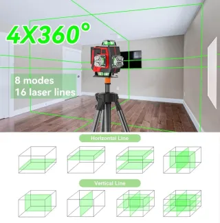 Nivel Láser 4D 16 Líneas Trípode Accesorios
