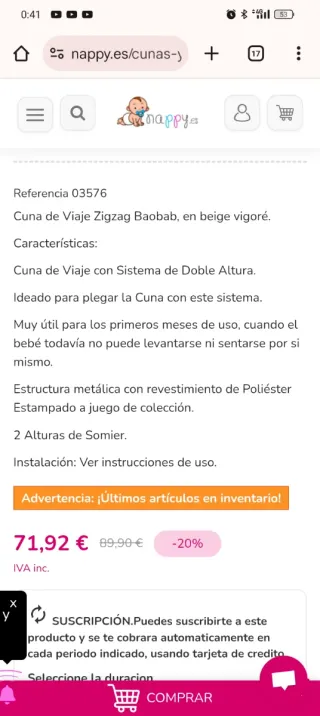 Cuna de viaje Tuc Tuc