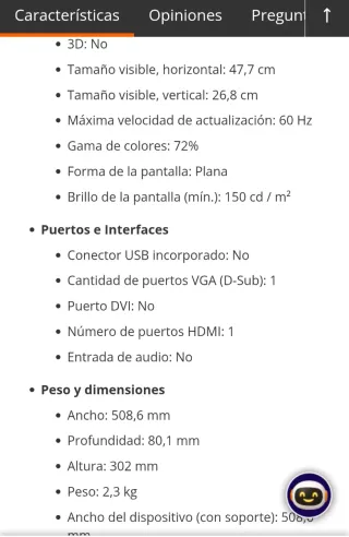 Monitor de pantalla 22" Samsung S22F350FHU Full HD