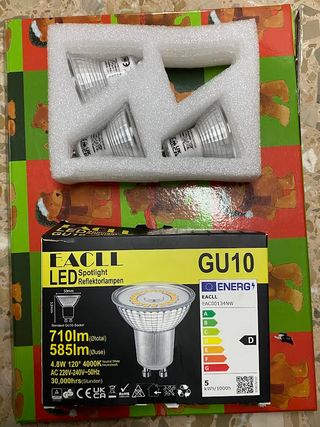 3 Bombillas LED GU10 4.8W 75W