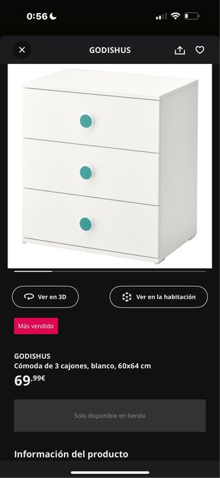 Cómoda 3 cajones blanca