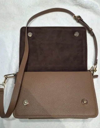 Bolso marrón terciopelo y polipiel