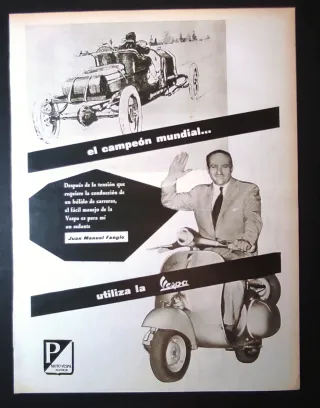 ANUNCIO ORIGINAL VESPA "FANGIO" AÑO 1959.