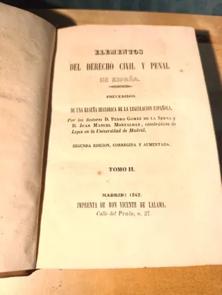 derecho civil y penal año 1843 La Serna