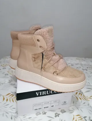 Botas invierno caqui cordones borreguillo