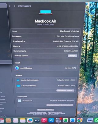 Apple MacBook Air 13" Schermo Rotto. Funzionante.