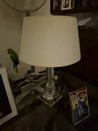 Lámpara de mesa cristal y tela
