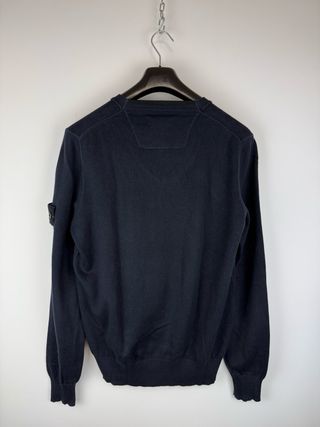 Maglione blu con scollo a V Stone Island