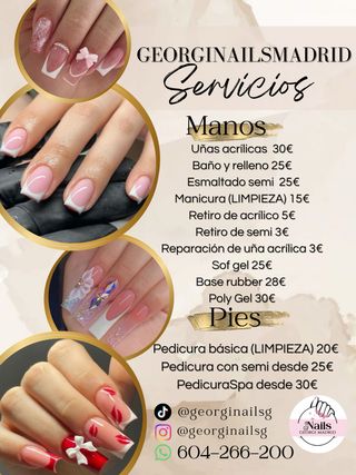 Servicios de uñas acrílicas y pedicura