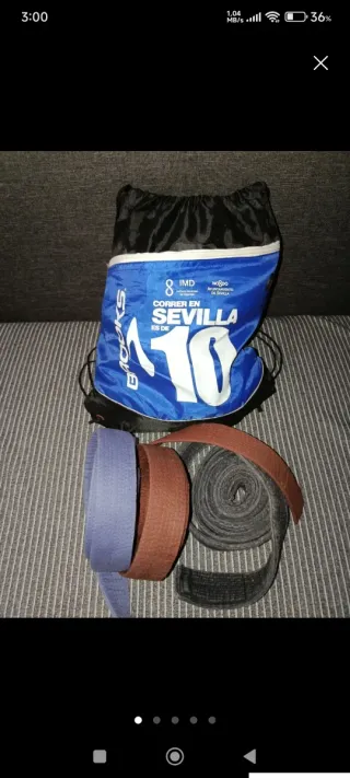 Lote Cinturones Karate Brooks Azul Marrón Gris