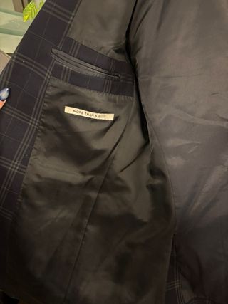 Traje Zara a cuadros azul y gris