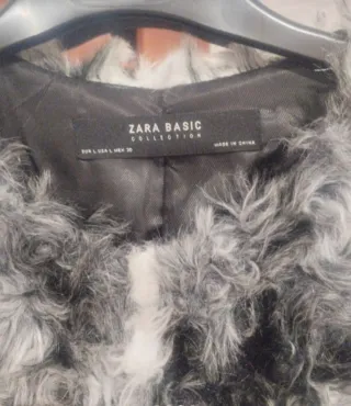 Abrigo Piel Sintética Blanco y Negro