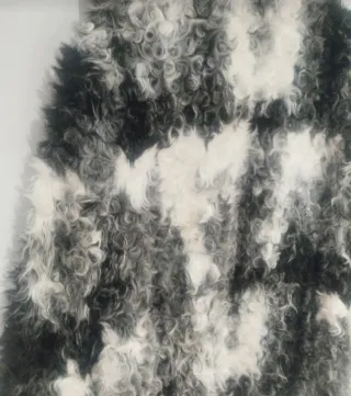 Abrigo Piel Sintética Blanco y Negro