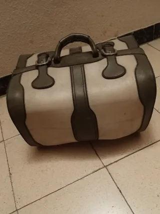 ANTIGUA BOLSA VINTAGE DOGA BEIGE/VERDE OLIVA