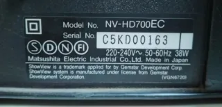 Reproductor VHS Panasonic NV-HD700