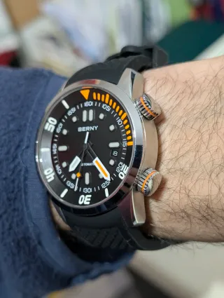 Orologio Berny Automatico Uomo Nero Arancio