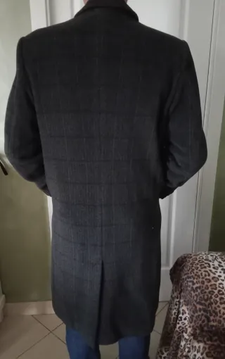 Cappotto uomo quadri grigio scuro, TAGLIA 52,