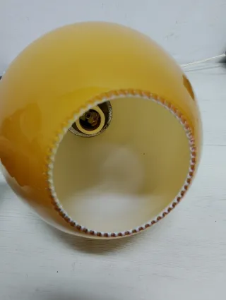 Lámpara opalina colgante cristal ámbar y metal