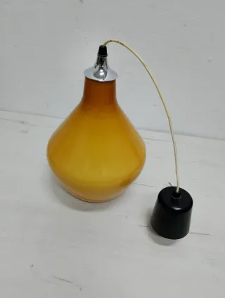 Lámpara opalina colgante cristal ámbar y metal