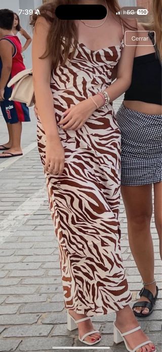 Vestido largo estampado cebra