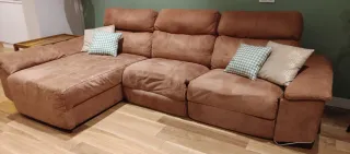 Sofá Chaiselongue Nobuck Marrón