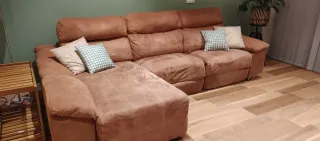 Sofá Chaiselongue Nobuck Marrón